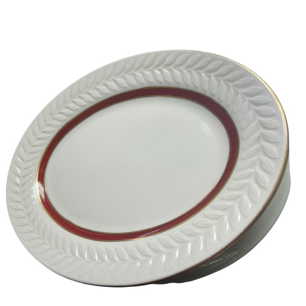 Shenango China Oval Dish Carlton Pattern Oval Plate Small Platter C-42 maroon